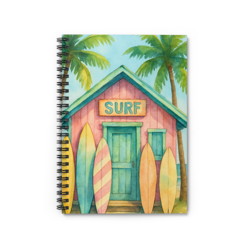 Vintage Surf Shack - Spiral Notebook - Ruled Line