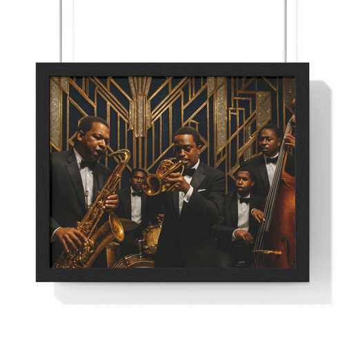 Gilded Jazz Nights - Horizontal Framed Poster