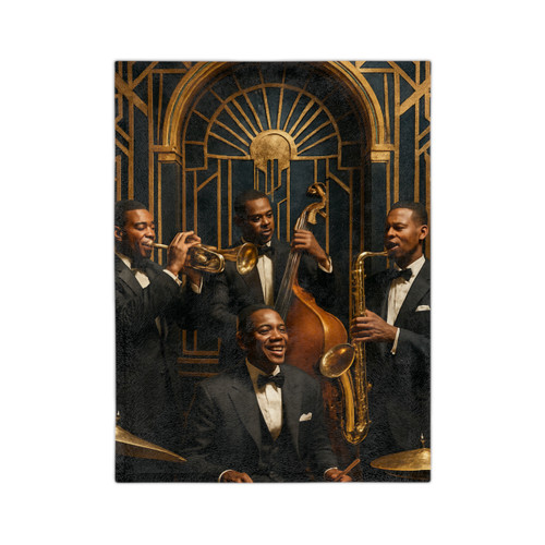 Gilded Jazz Nights - Velveteen Microfiber Blanket