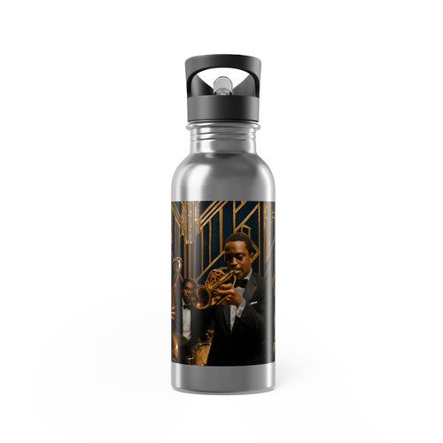 Gilded Jazz Nights - Stainless Steel Water Bottle With Straw, 20oz