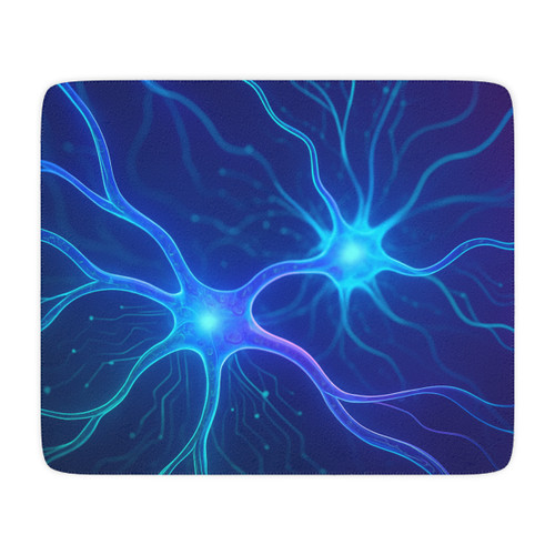 Neural Dreamscape - Tan Sherpa Blanket