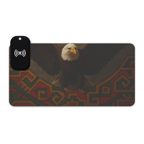 Eagle Warrior Spirit - LED Gaming Mouse Pad, Wireless Charging
