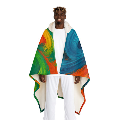Whimsical Brushstrokes - Hooded Sherpa Fleece Blanket