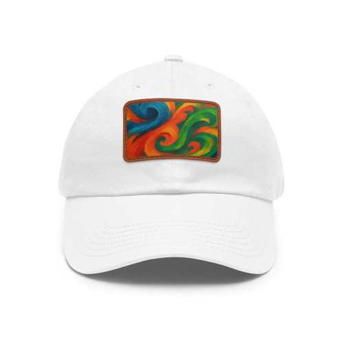 Whimsical Brushstrokes - Dad Hat with Leather Patch (Rectangle)