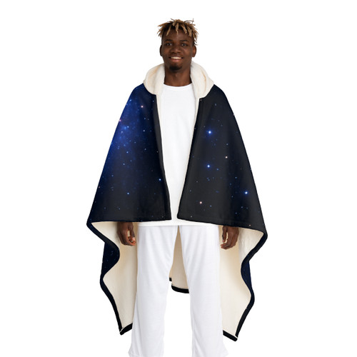 Galactic Embrace - Hooded Sherpa Fleece Blanket