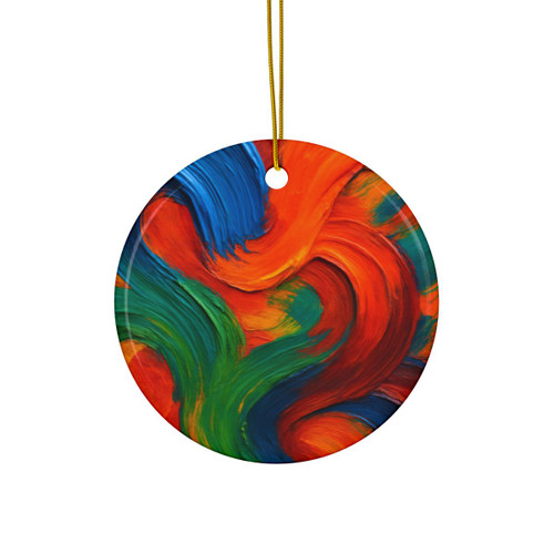 Whimsical Brushstrokes - Decorative Ceramic Ornaments, Double-Sided (1pc, 3pcs, 5pcs, 10pcs)