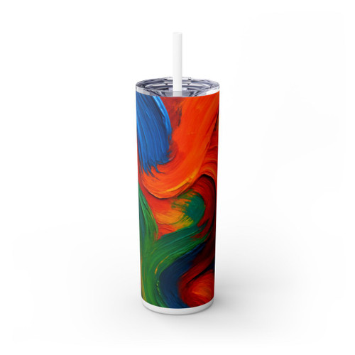 Whimsical Brushstrokes - Skinny Tumbler with Straw, 20oz
