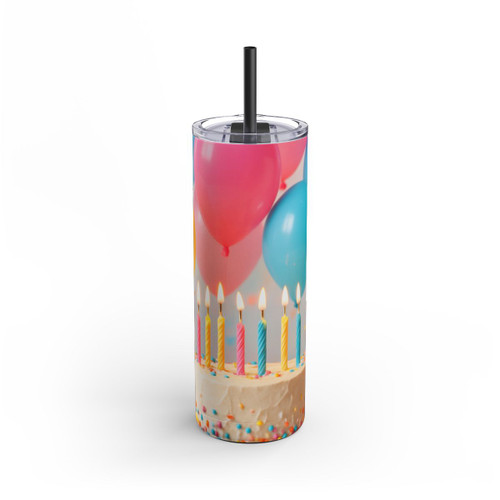 Joyful Birthday Bash - Maars Maker Skinny Matte Tumbler, 20oz