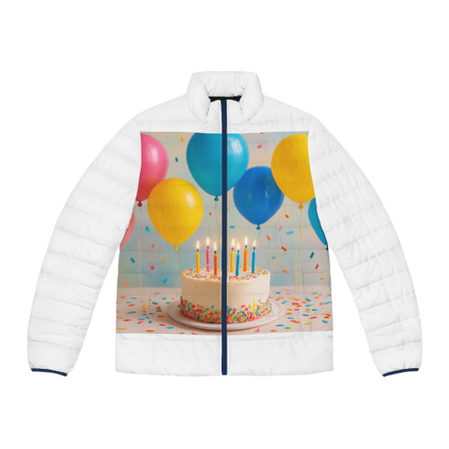 Joyful Birthday Bash - Men's Puffer Jacket (AOP)