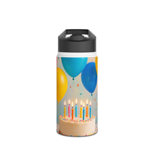 Joyful Birthday Bash - Stainless Steel Water Bottle, Standard Lid