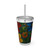Nature's Mosaic Dance - Sunsplash Tumbler with Straw, 16oz