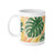 Tropical Leaf Fusion - White Ceramic Mug, 11oz