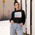 Fluid Wave Symphony - Women's Cropped Fleece Pullover