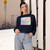 Fluid Wave Symphony - Women's Cropped Fleece Pullover