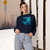 Fractal Harmony Wave - Women's Cropped Fleece Pullover