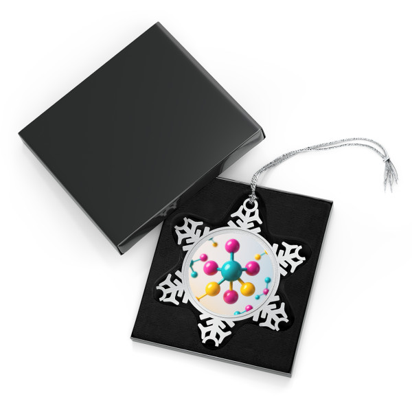 Molecular Harmony - Pewter Snowflake Ornament