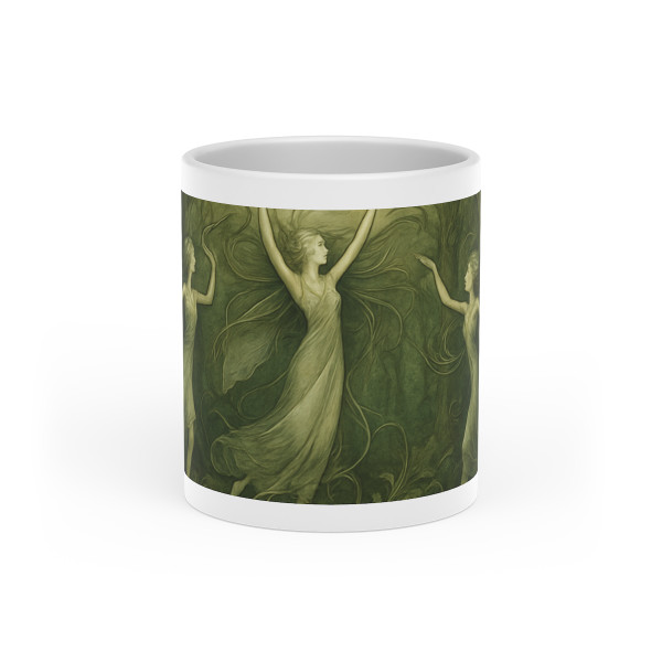 Ethereal Forest Spirits - Heart-Shaped Mug