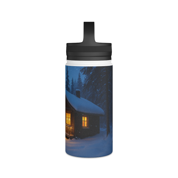 Joyful Winter Wonderland - Stainless Steel Water Bottle, Handle Lid