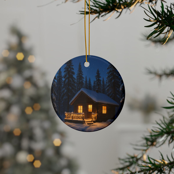 Joyful Winter Wonderland - Decorative Ceramic Ornaments, Double-Sided (1pc, 3pcs, 5pcs, 10pcs)