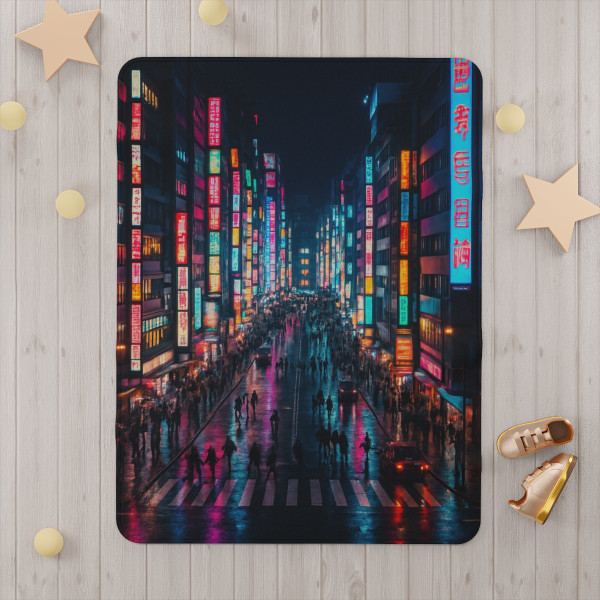 Tokyo Neon Streets - Toddler Blanket