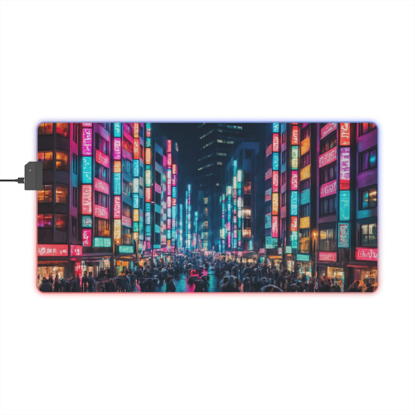 Tokyo Neon Streets - LED Gaming Mouse Pad
