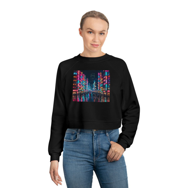 Tokyo Neon Streets - Women's Cropped Fleece Pullover Tokyo Neon Streets - Women's Cropped Fleece Pullover