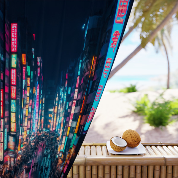 Tokyo Neon Streets - Window Curtains (1 Piece)