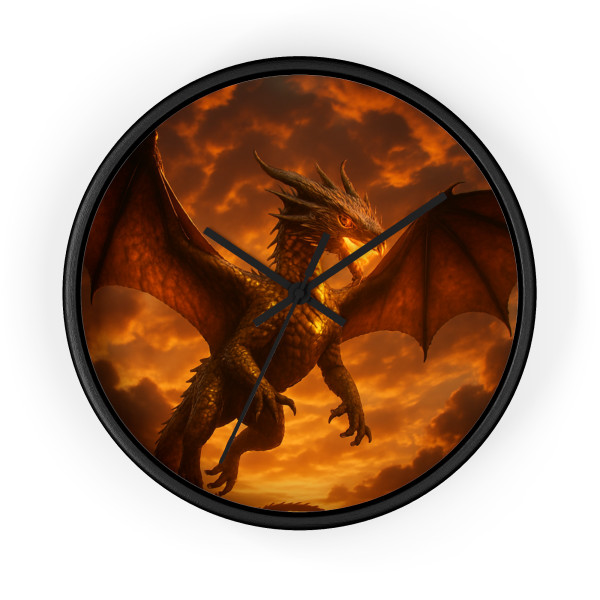 Golden Ember Serpent - Wall Clock