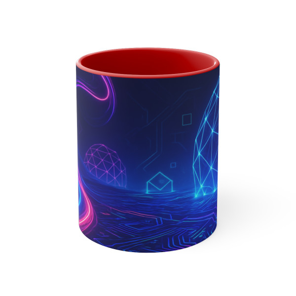 Digital Dreamscape - Colorful Accent Mugs, 11oz