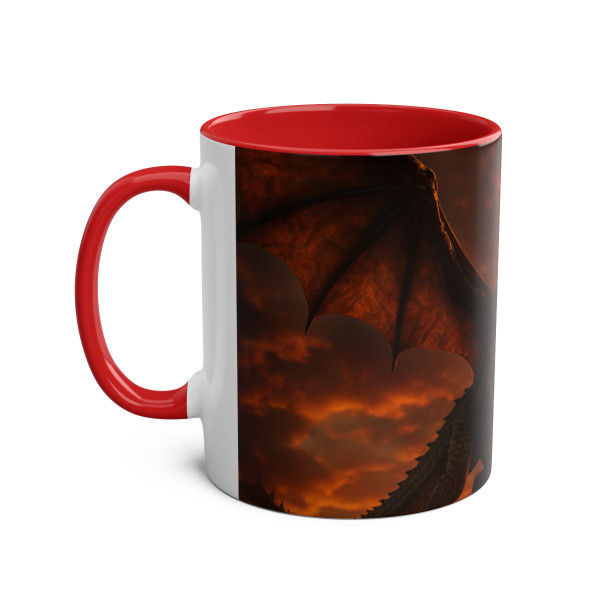 Golden Ember Serpent - Two-Tone Coffee Mugs, 11oz