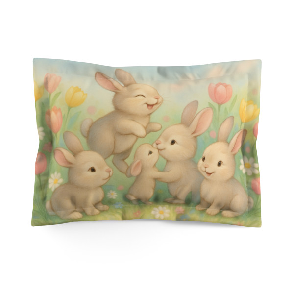 Bunny Blossom Parade - Microfiber Pillow Sham