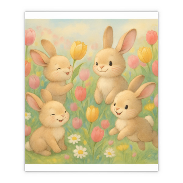 Bunny Blossom Parade - Gift Wrapping Paper Sheets, 1pc