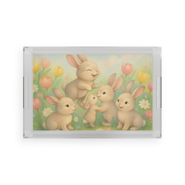 Bunny Blossom Parade - Acrylic Serving Tray