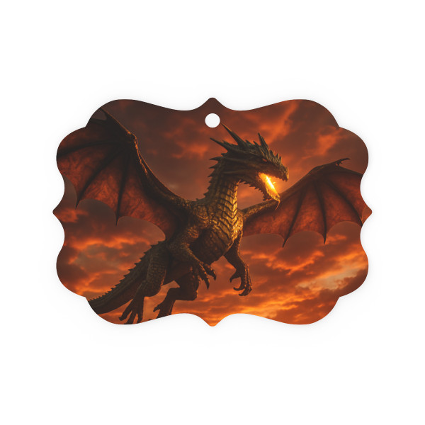 Golden Ember Serpent - Metal Plaque Ornament