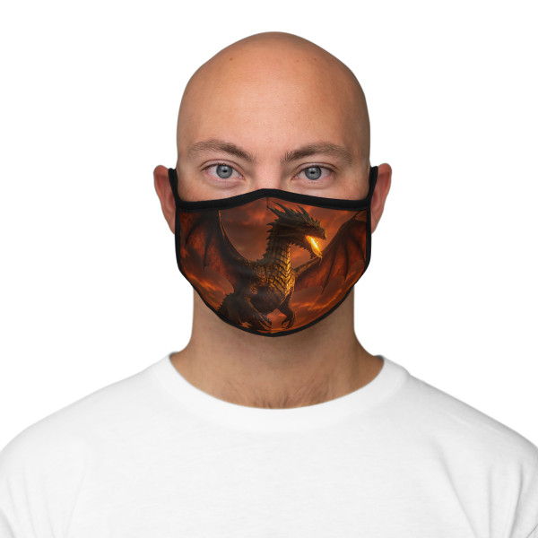 Golden Ember Serpent - Fitted Polyester Face Mask