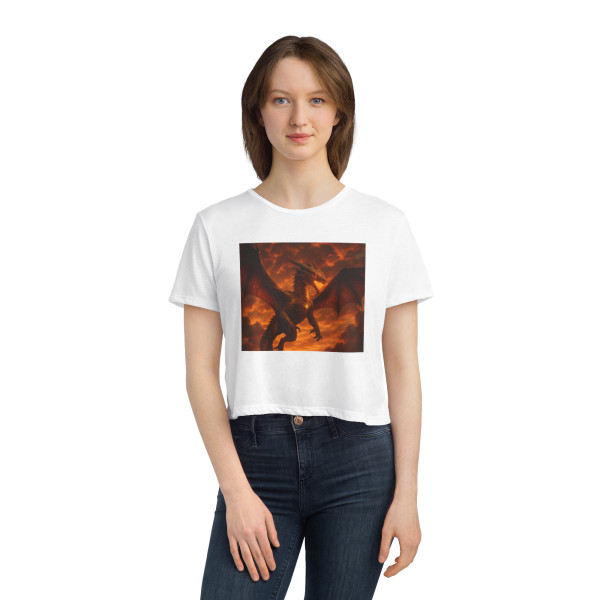Golden Ember Serpent - Women's Flowy Cropped Tee
