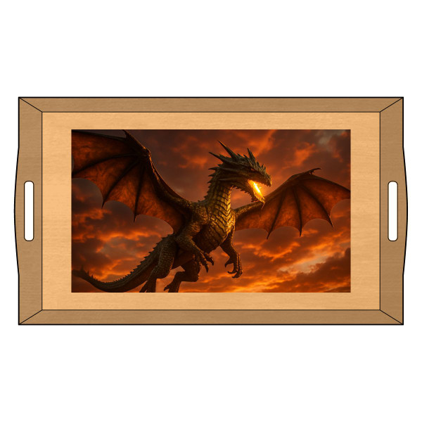 Golden Ember Serpent - Bamboo Serving Tray (Engraving)