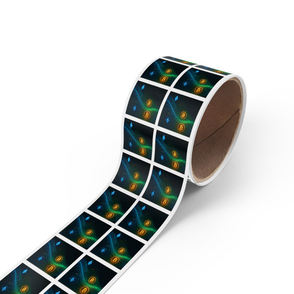 Digital Currency Wave - Square Sticker Label Rolls Digital Currency Wave - Square Sticker Label Rolls