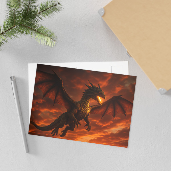 Golden Ember Serpent - Fine Art Postcards