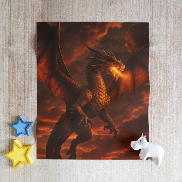Golden Ember Serpent - Throw Blanket