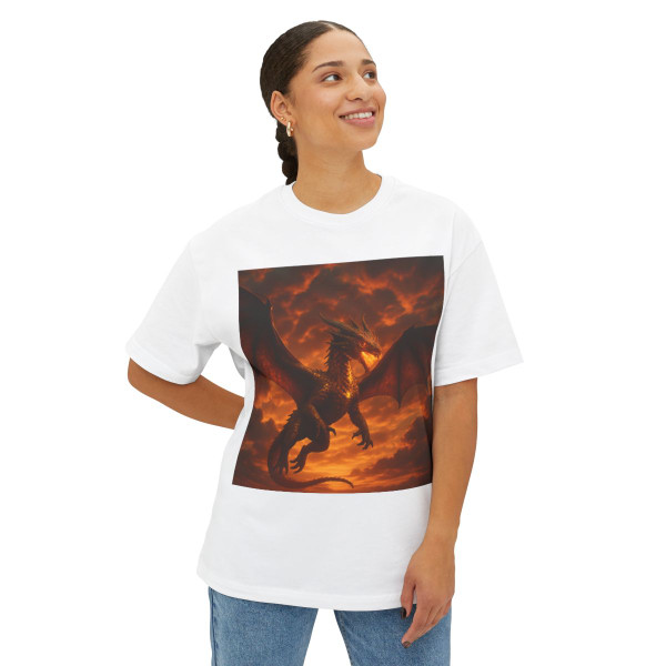 Golden Ember Serpent - Unisex Oversized Boxy Tee