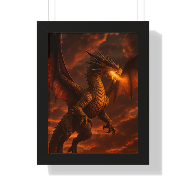 Golden Ember Serpent - Framed Vertical Poster