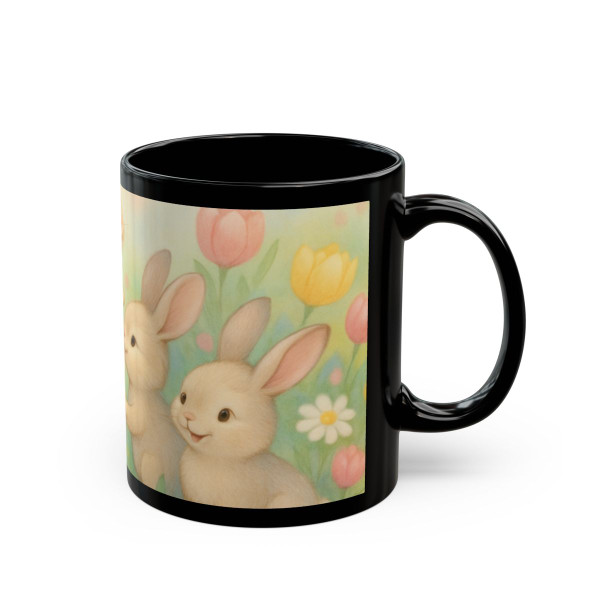 Bunny Blossom Parade - Black Mug (11oz, 15oz)