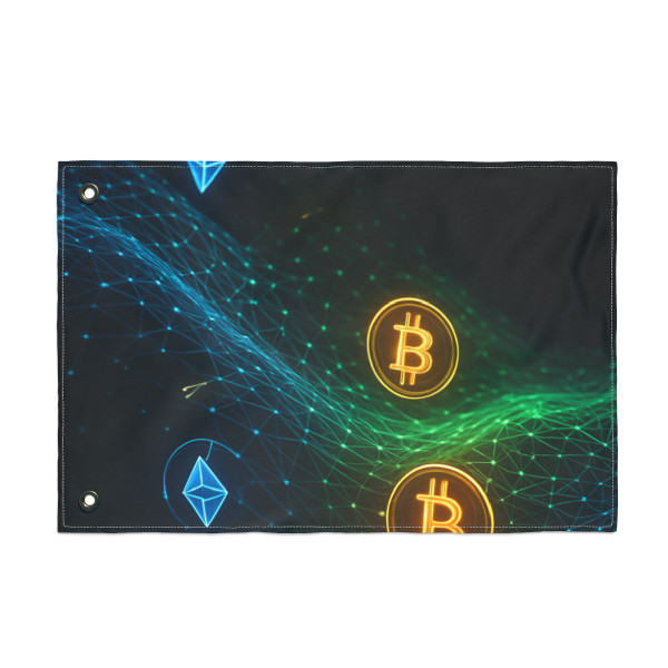 Digital Currency Wave - Double Sided Flag