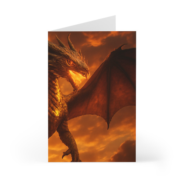 Golden Ember Serpent - Greeting Cards (7 pcs)