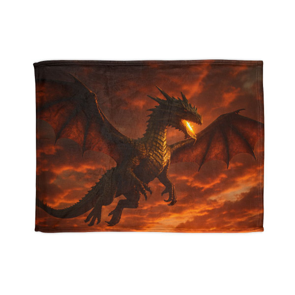 Golden Ember Serpent - Soft Polyester Blanket