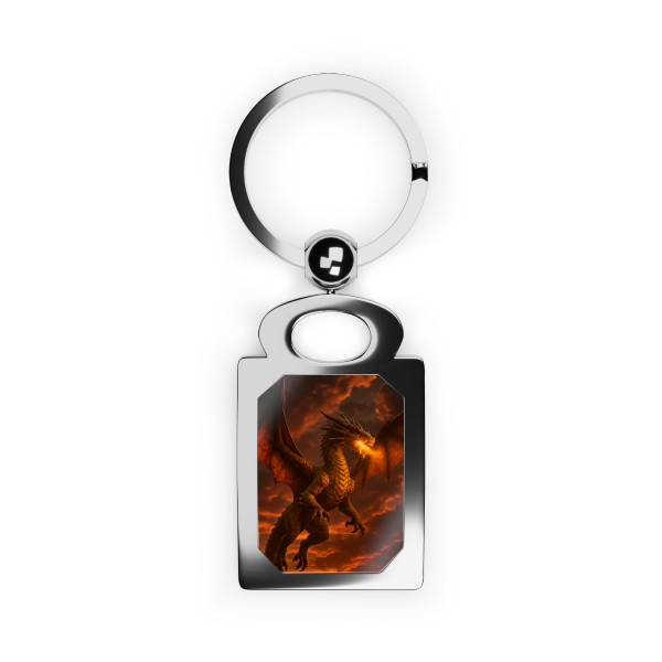 Golden Ember Serpent - Rectangle Photo Keyring