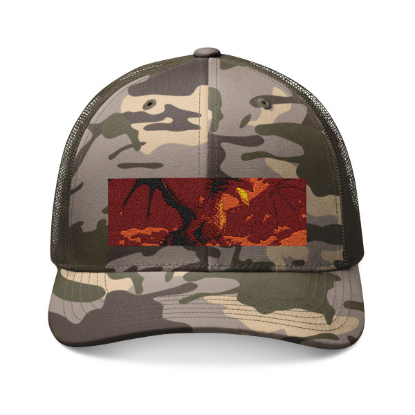 Golden Ember Serpent - Camouflage Trucker Hat (Embroidery)