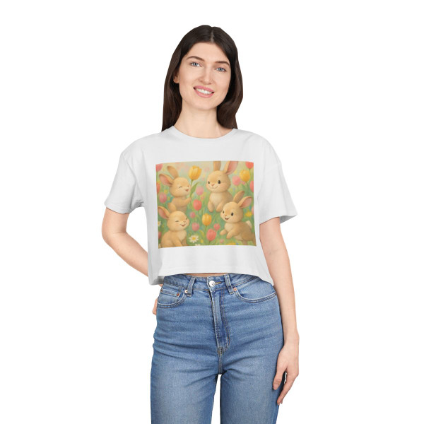 Bunny Blossom Parade - Women's Crop Tee