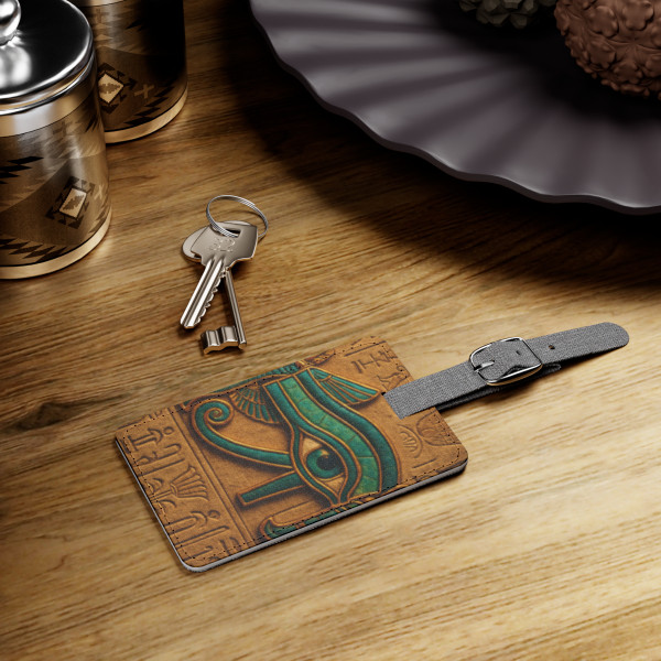 Mystical Eye of Horus - Saffiano Polyester Luggage Tag, Rectangle